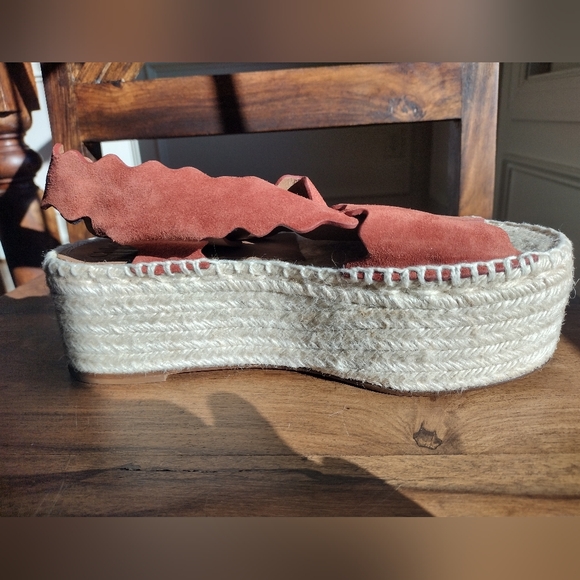 Chloe Sienna Suede Lauren Platform Espedrille Sandals Size 38 (7.5) - Picture 5 of 9